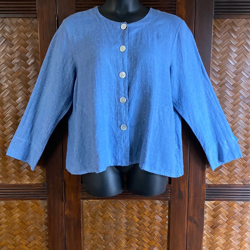 FLAX - Blue linen jacket Size L (16-18W)